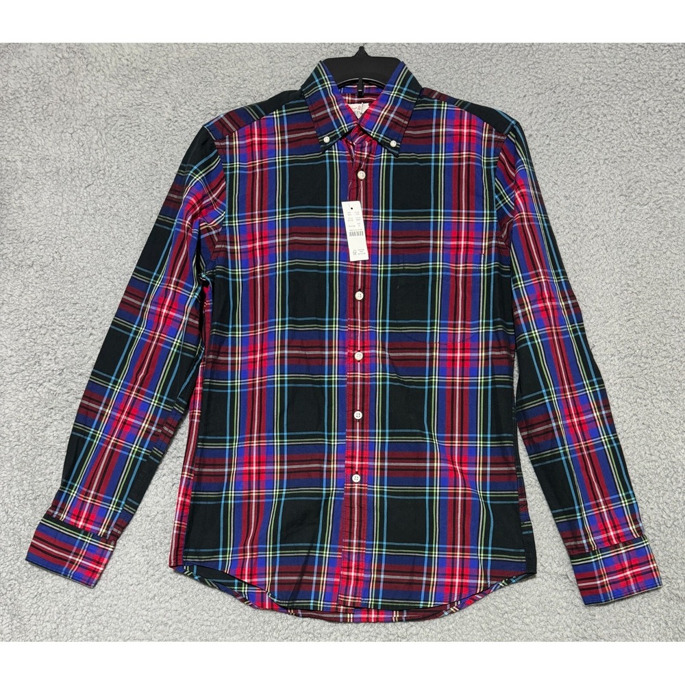 NEW J Crew Secret Wash 100's 2 Ply Yarns Long Sleeve Plaid Button‎ Shirt Mens S